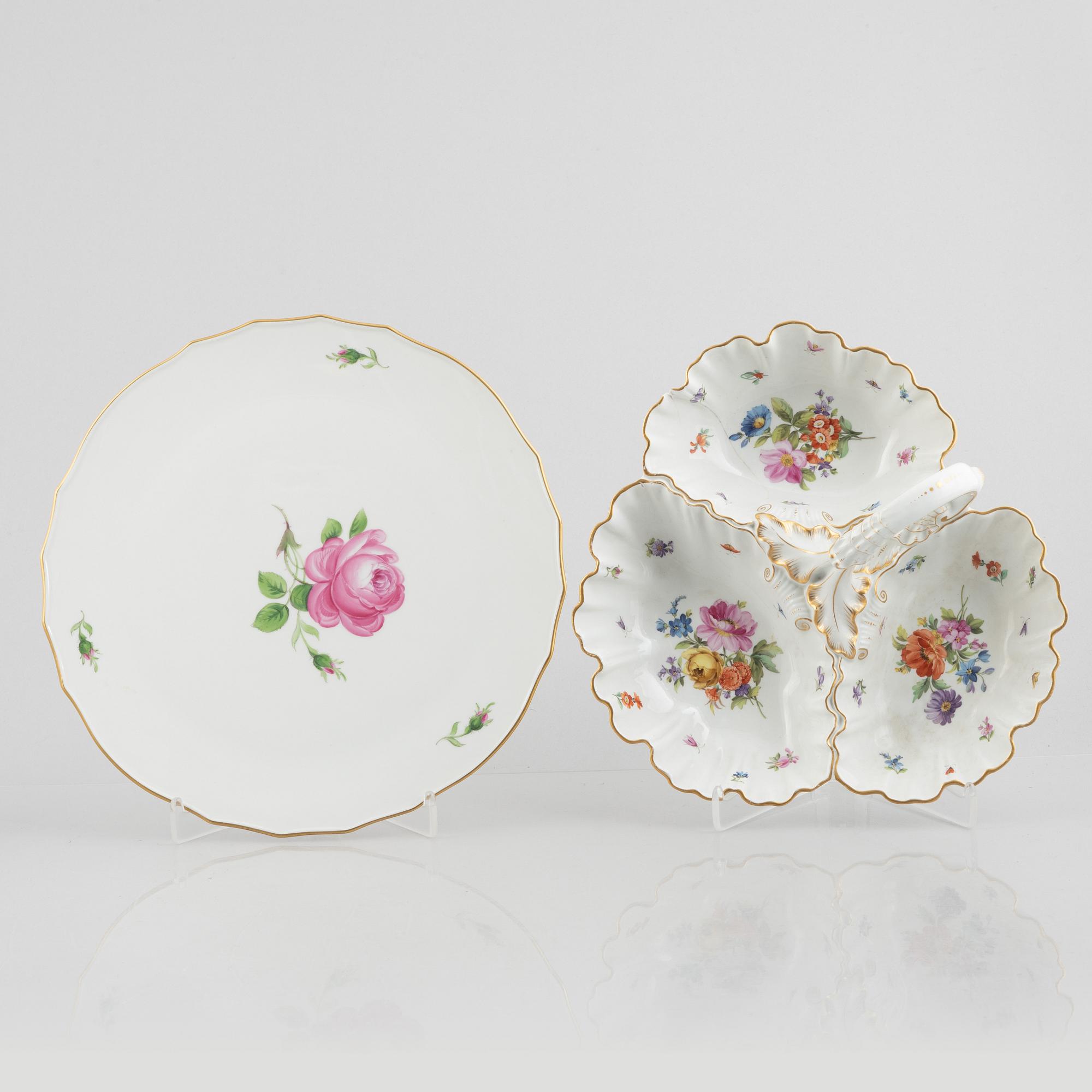 Meissen, servisdelar, porslin, 45 delar, "Red rose", Tyskland, 1800-1900-tal.