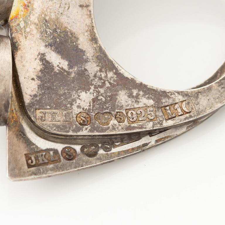 Jan-Christer Lundqvist, ring, silver, with red stones, Skövde 1985.