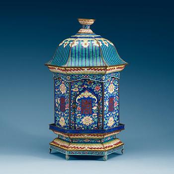 A Chinese enamel on copper lantern/censer, first half of 20th Century.