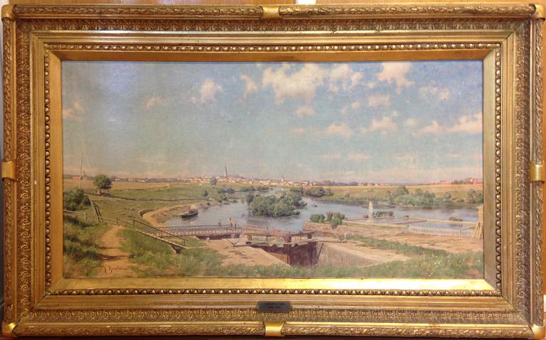 Johan Krouthén, "Totalvy över Linköping från Tannefors 1884" (View over Linköping from Tannefors 1884).