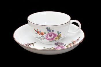 KOPPAR med FAT, 6 st, porslin, Meissen, Marcolinis period (1774-1815).