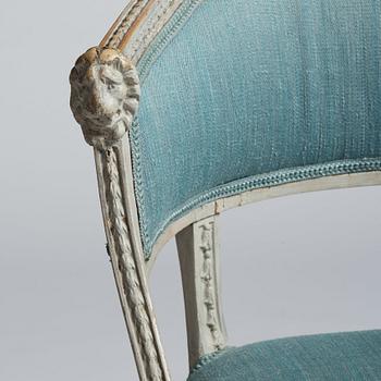 A matched pair of late Gustavian armchairs.