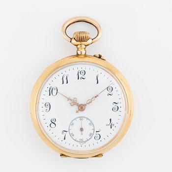 Pocket watch, 18K gold, 36 mm.