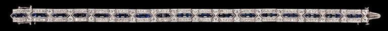 A blue sapphire and diamond bracelet, C.G. Halleberg, Stockholm 1936.
