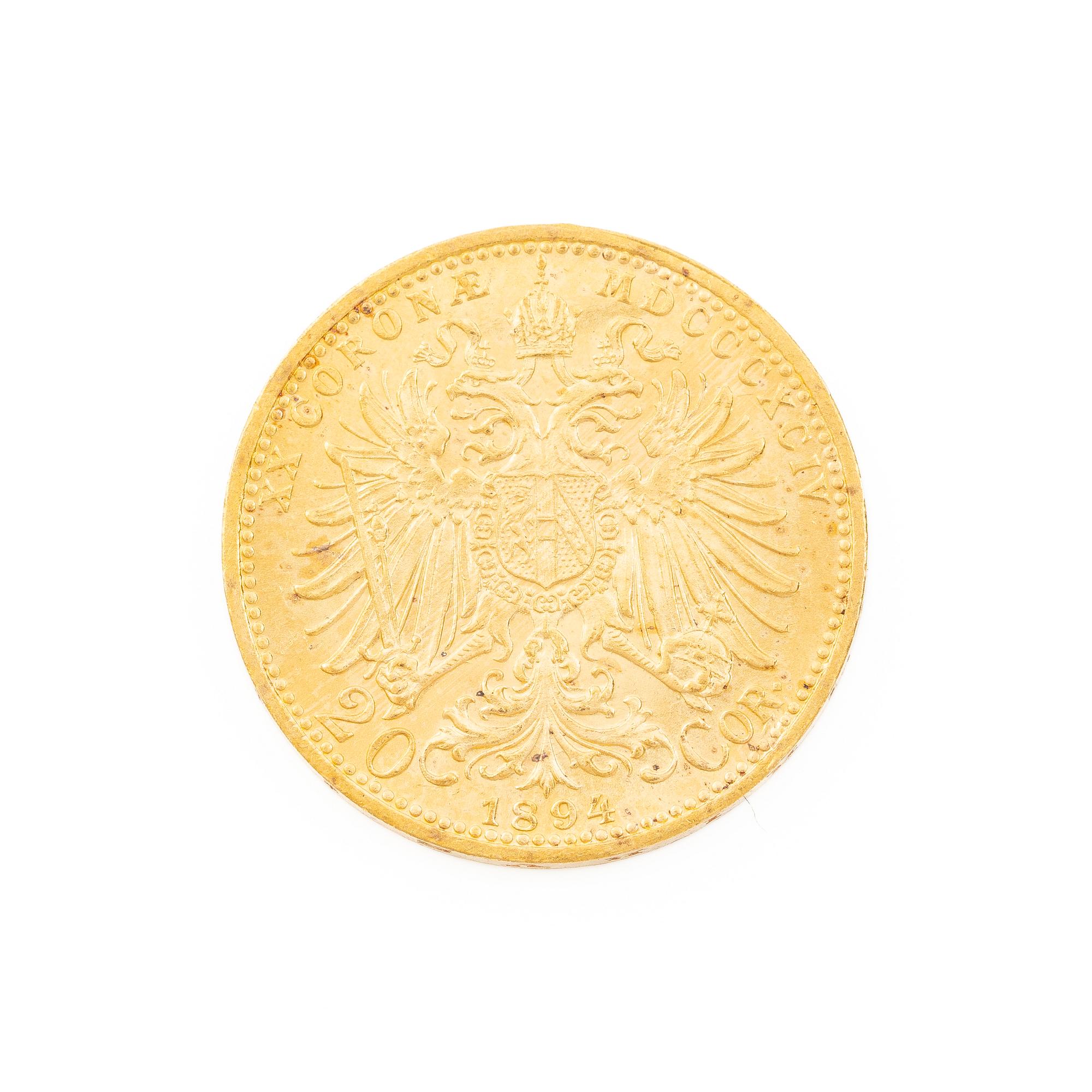 Gold coin, Austria-Hungary, 20 Corona, 1894.