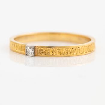 Lapponia ring 18K guld med en åttkantslipad diamant, Finland 1978.