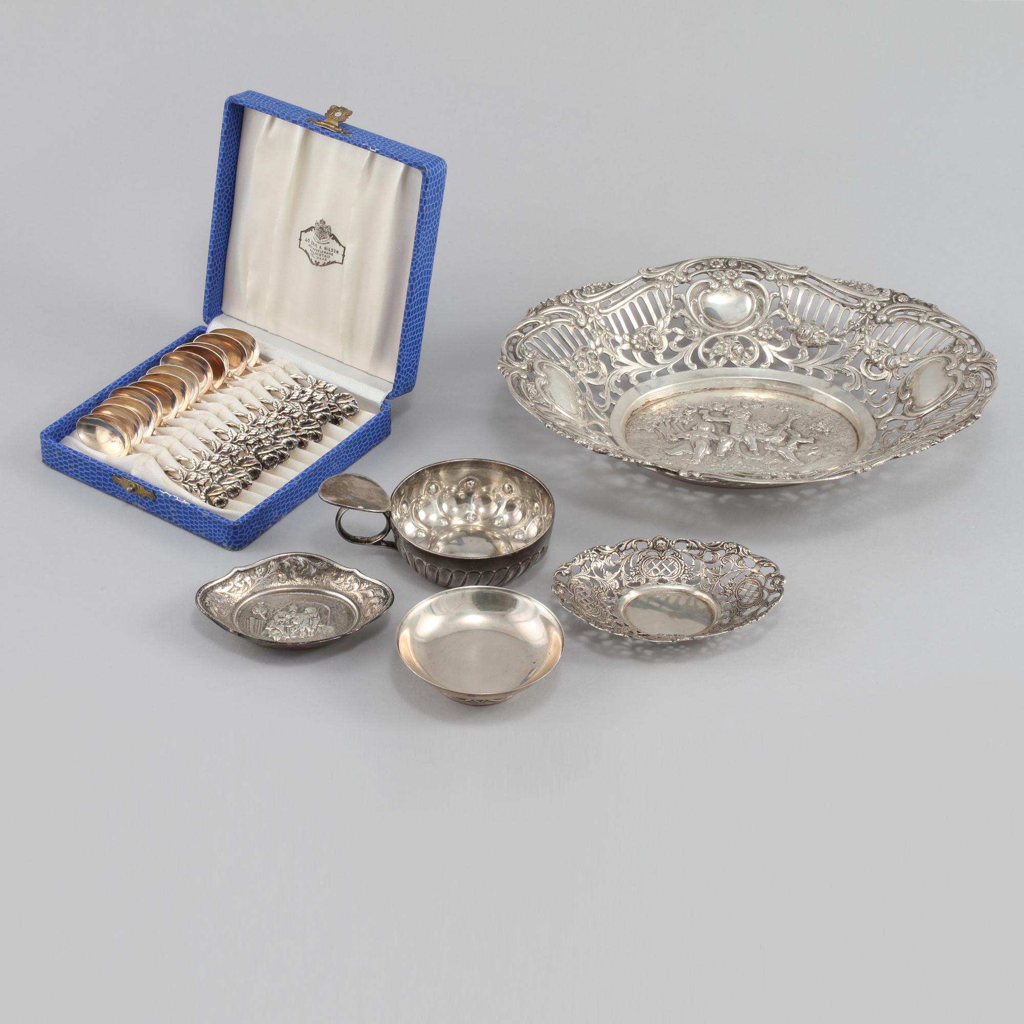 PARTI SILVER, 17 delar, silver, bla Gewe, Malmö, 1955. Vikt 514 g.