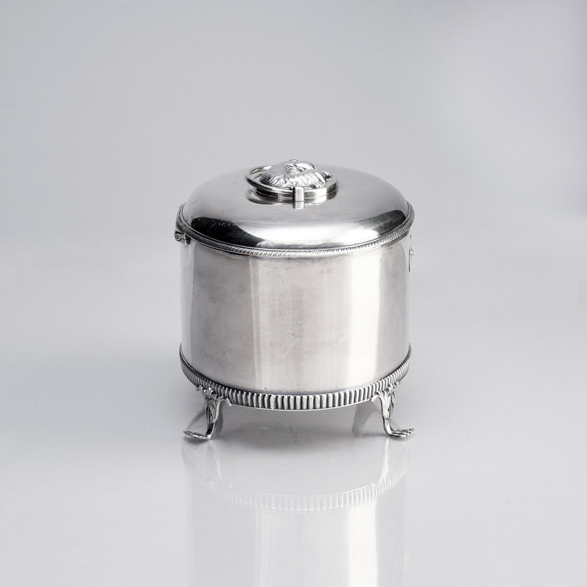 A Swedish early 19th century silver sugar-casket, mark of Adolf Zethelius, Stockholm 1819.