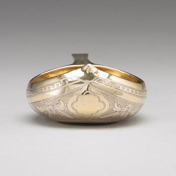 A Russian parcel-gilt silver kovsh, Moscow 1873.