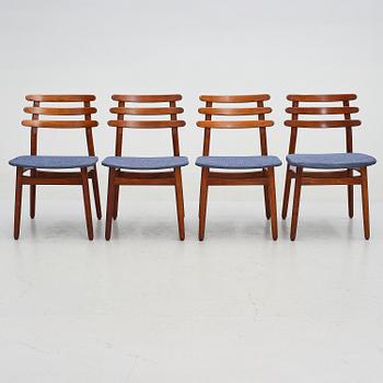 STOLAR, 4 st, "J48", Poul Volther, FBD Möbler, 1900-talets andra hälft.