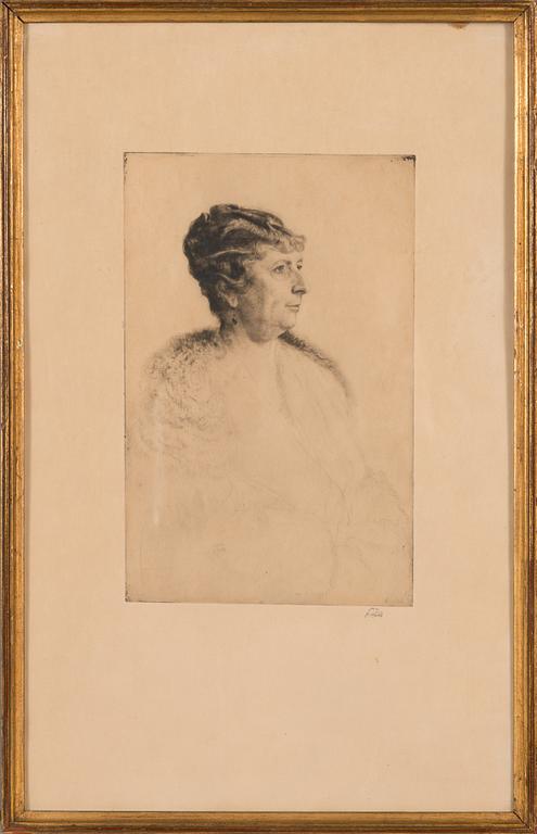 Axel Fridell, dry point, signed.