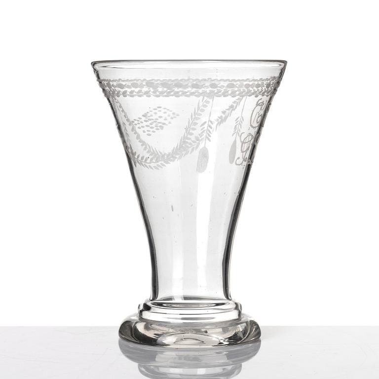 A late Gustavian glass beaker probably from Cedersberg glass manufactory, circa 1800.