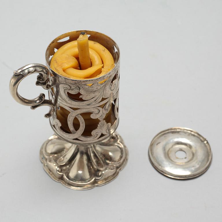 CHRISTOPHER CREUTZ, vaxljusstake, silver, Stockholm, 1859.