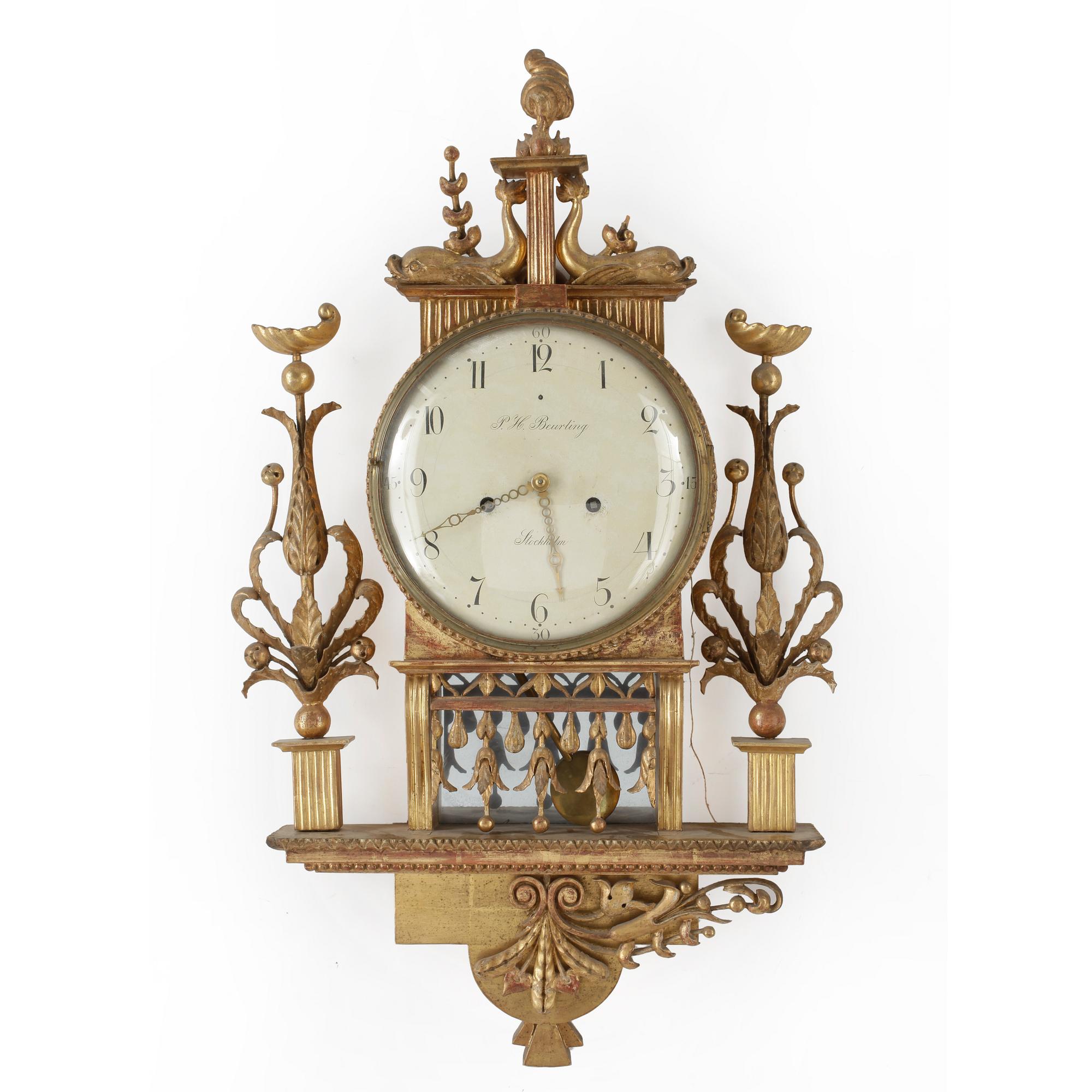 VÄGGPENDYL, PH Beurling, Stockholm, Gustaviansk, 1700-tal.