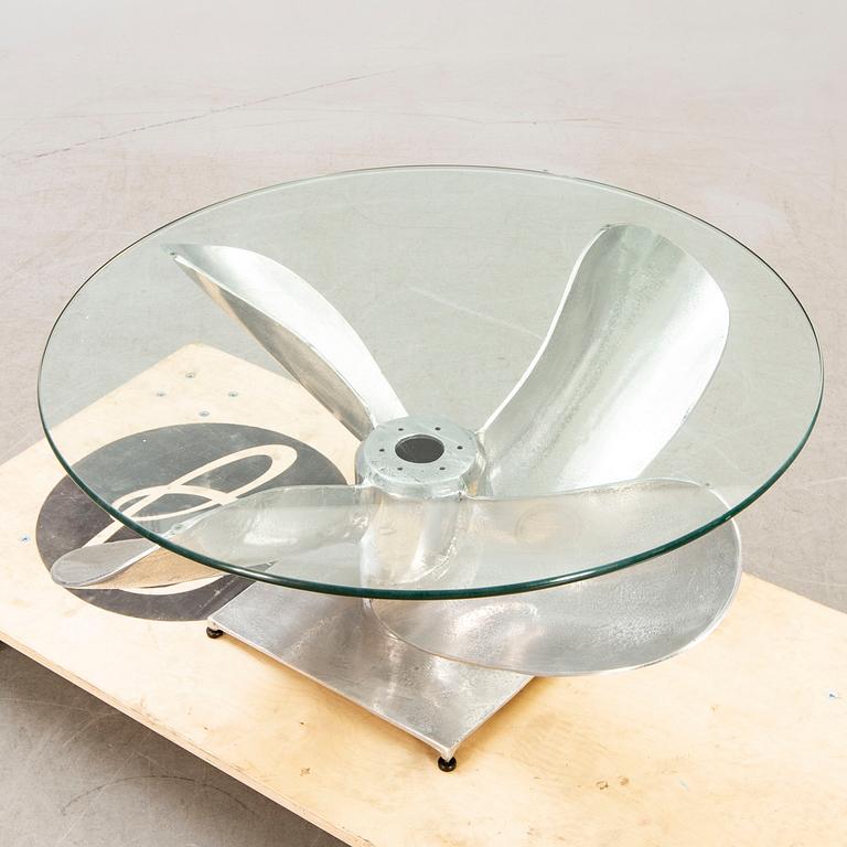 A 21st century aluminium coffee table.