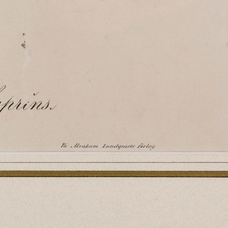 KRONPRINSPORTRÄTT, litografiskt tryck, Oscar II, ca 1840-42.