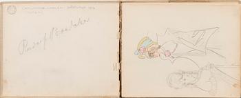 CARL JENSEN-CARLÉN, a scetch book with drawings, mixed media, 27 pages, partially signed C.C.