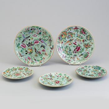 Five Canton enamelled porcelain dishes, Qing dynasty, late 19th century.