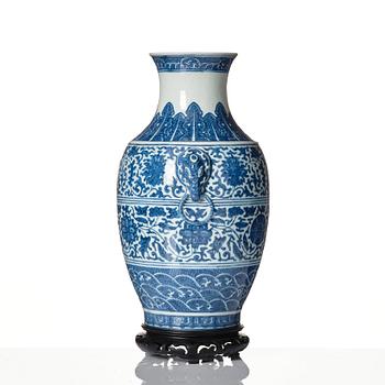 A blue and white vase, with Qianlong mark.