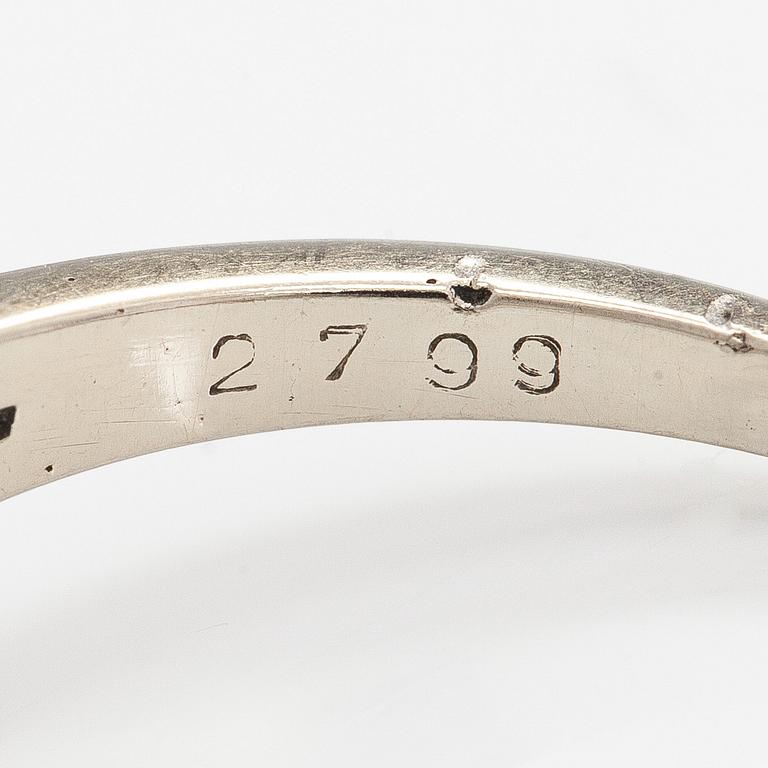 Sormus, briljantti- ja 8/8-hiotut timantit, 18K valkokultaa.