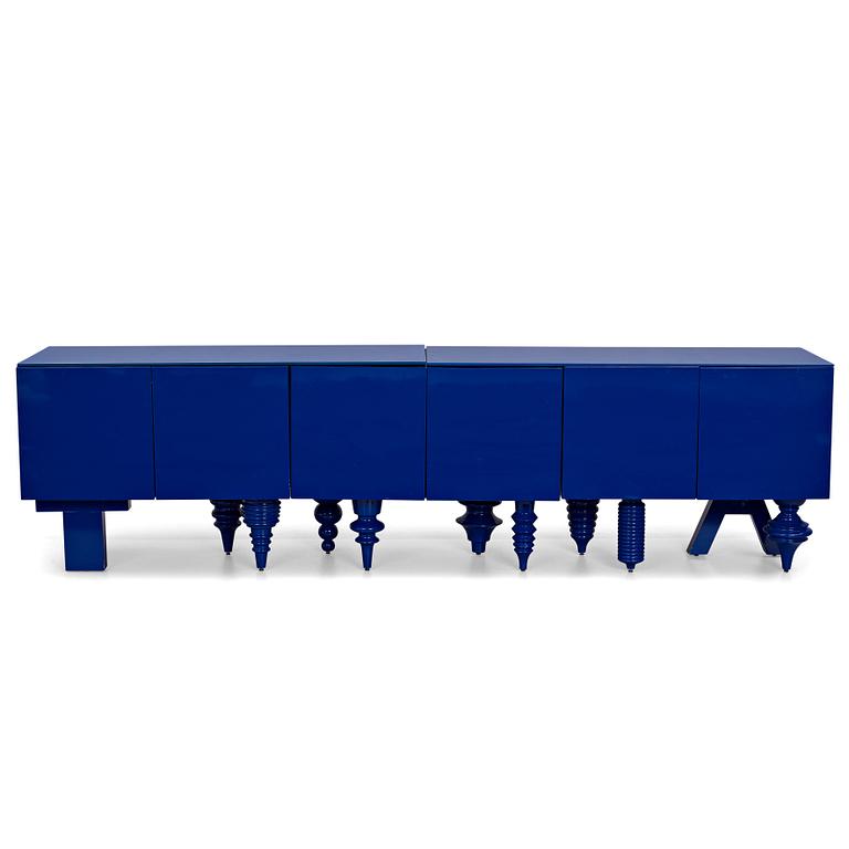 Jaime Hayon, a blue lacquered "Showtime" multileg sideboard, BD Barcelona Design, Spain, post 2006.