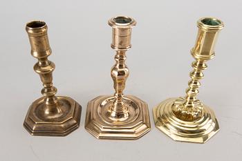Three late baroque 18th century candlesticks.