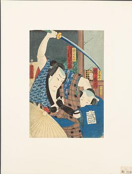Utagawa Yoshiiku and Kuniteru, Kabuki actors.