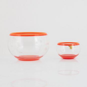 Catti Åsélius Lidbeck, 20 pieces of a "Mitt i prick" glass service from Gullaskruf, Sweden, 1960's.