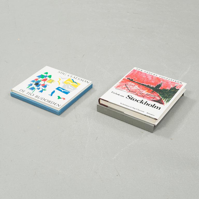 two litographs in colours, signed and numbered and two books.