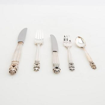 Johan Rohde, bestick 50 dlr "Konge/Achorn" sterlingsilver för Georg Jensen efter 1945.