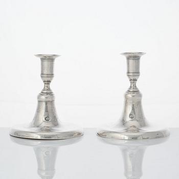 A pair of Swedish Gustavian silver candlesticks, mark of Johan Steinfort, Stockholm 1773.