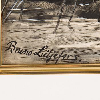 BRUNO LILJEFORS, mixed media on paper, signed.