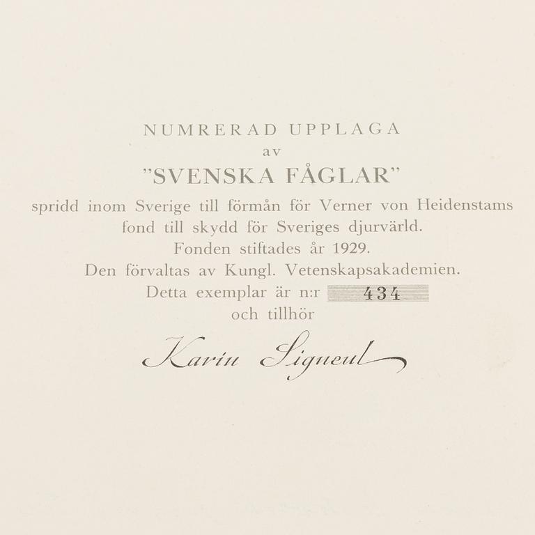 The von Wright brothers, three volumes "Svenska Fåglar", Börtzells tryckeri AB, Stockholm 1927-1929.
