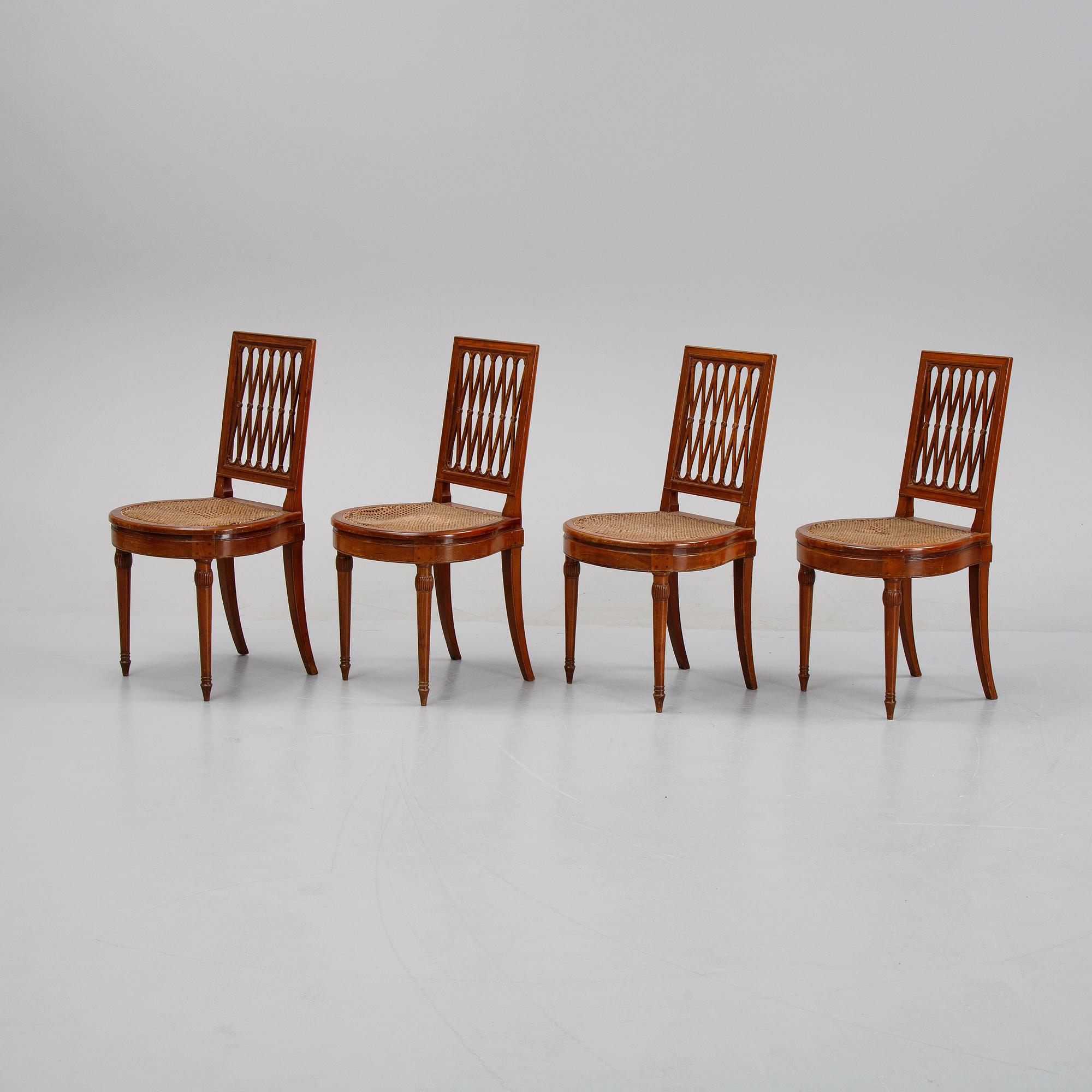A set of four mahogany chairs, by Georges Jacob (Paris 1739-1814).
