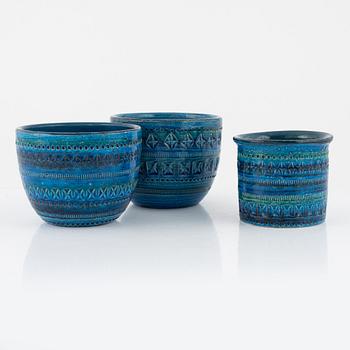 Aldo Londi, three 'Rimini blu' pots for Bitossi, Italy.