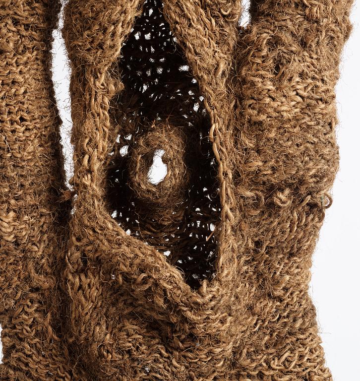 Ewa Pachucka, sculpture "The Open man", crocheted, ca 124 x 47 cm, signed Eva Jaroszyńska 1969.
