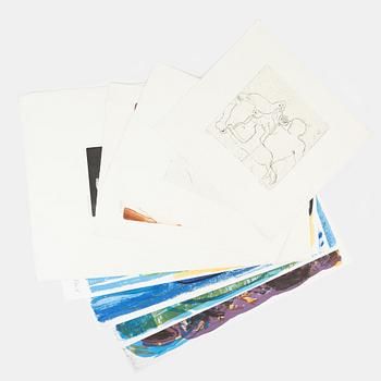 Portfolio with 17 prints, signed, and 3 portfolios with 5 lithographs in colour each. Total 30 prints.