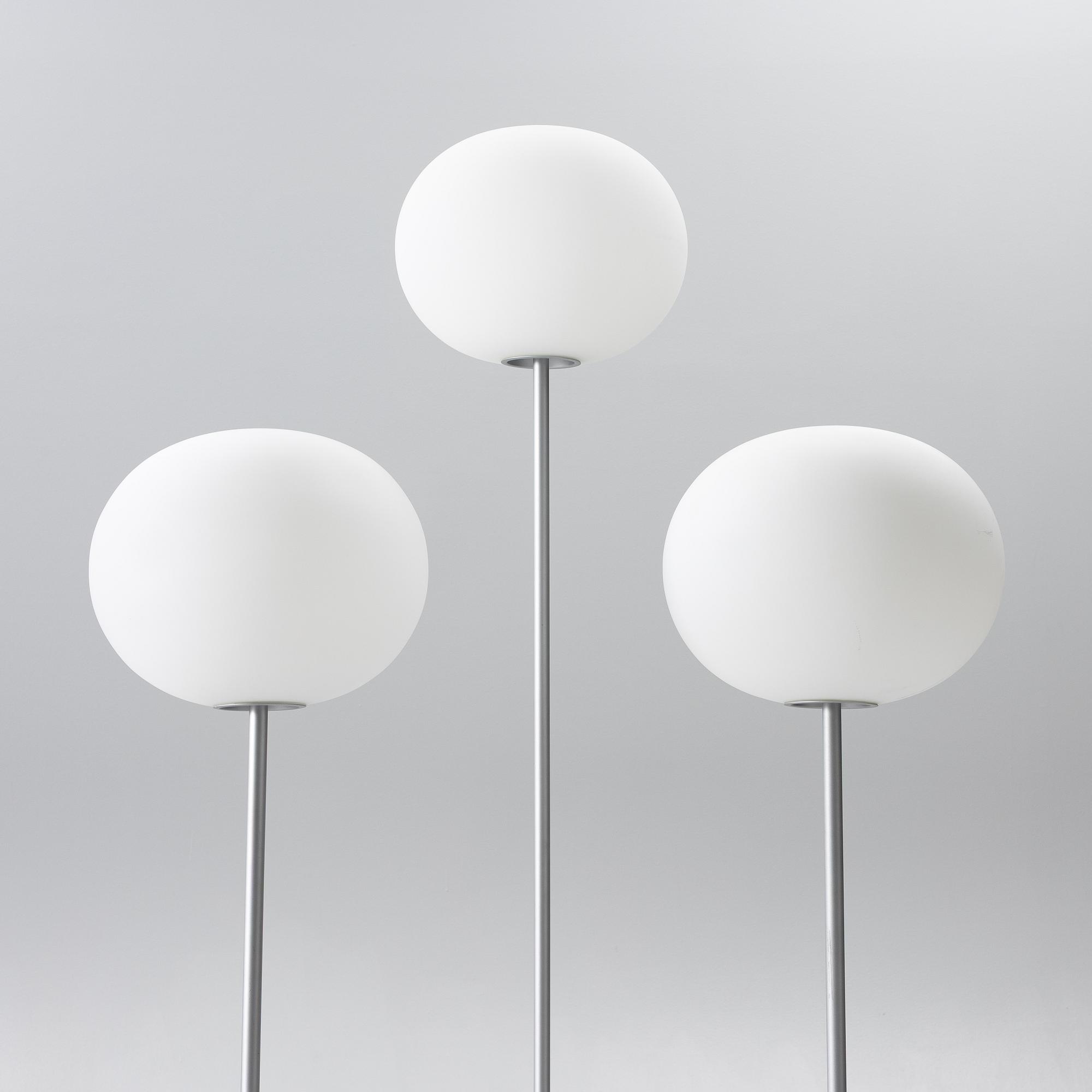 Jasper Morrison, three 'Glo-Ball' floor lamps, Flos, Italy.