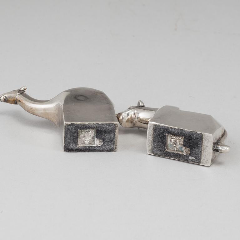Two electro plated zinc figurines from Dansk Designs, Japan.
