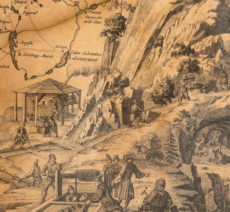 Johann Baptist Homann, karta över södra Norge, kopparstick Nürnberg 1729.