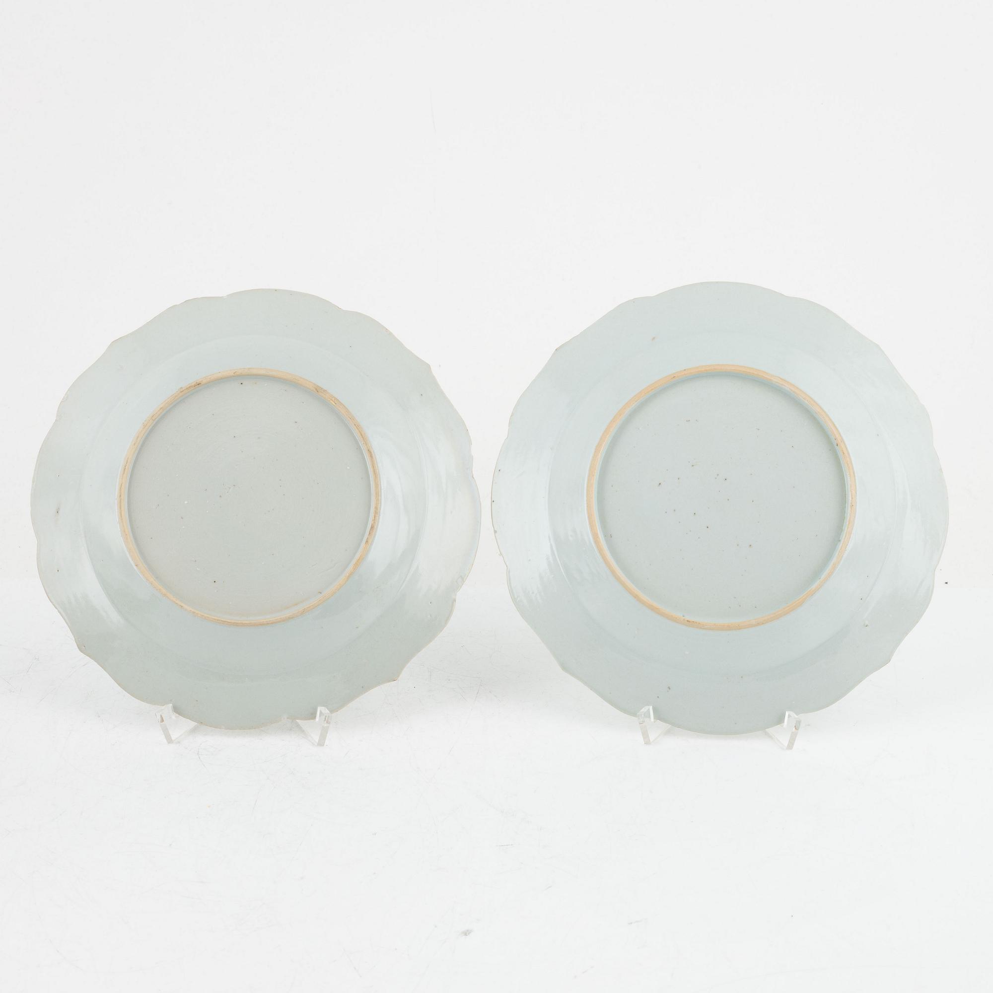 Tallrikar, 9 st, porslin, Kina, Qianlong 1736-95.