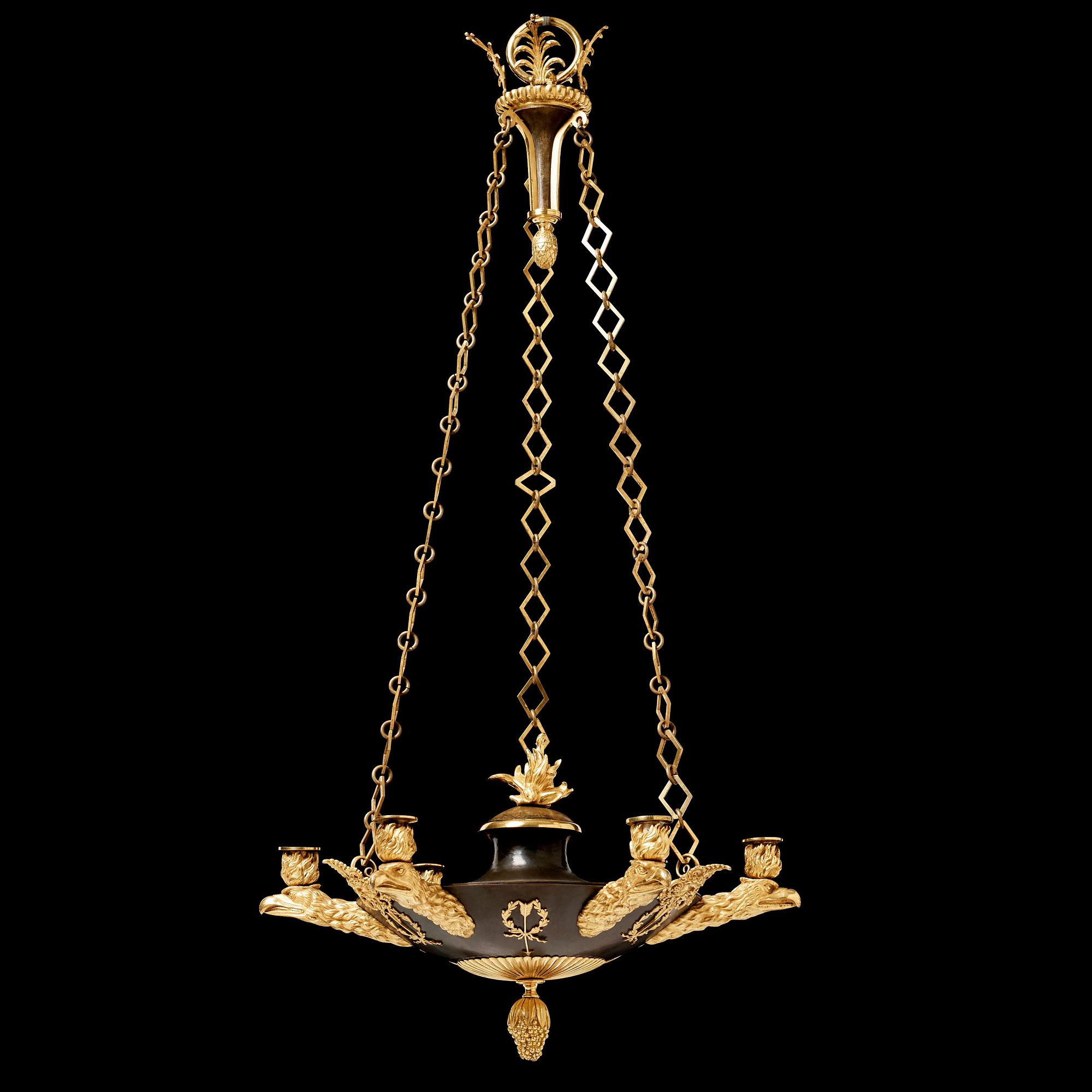 AMPEL, för sex ljus. Empire, 1800-talets början.