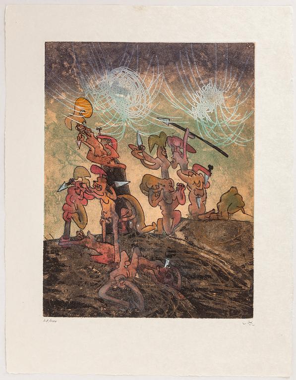 ROBERTO MATTA, 10 pieces of aquatint etchings named "Home' Mére", signed and numbered 78/100.