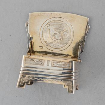 Two Russian silver salt-chairs, Moscow 1880-1885.