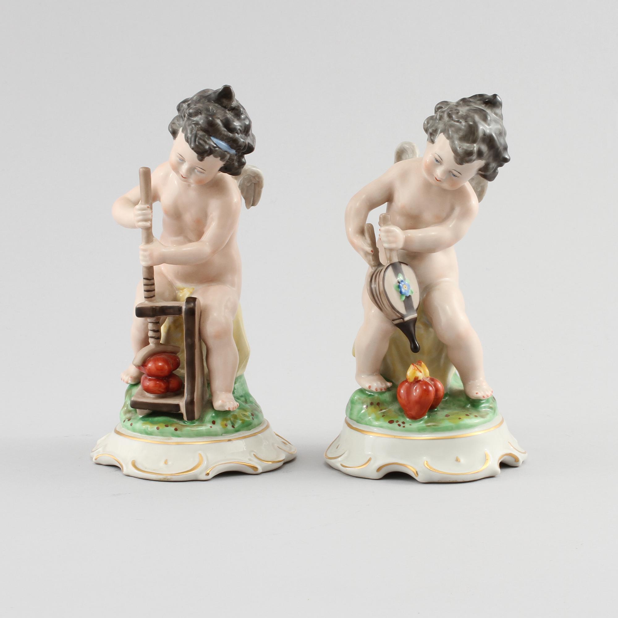 FIGURINER, ett par, porslin, F. Wessel, Tyskland, 1949-1964.