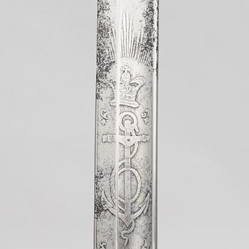 A Britiish Navy officer's sword 1827 pattern with scabbard.