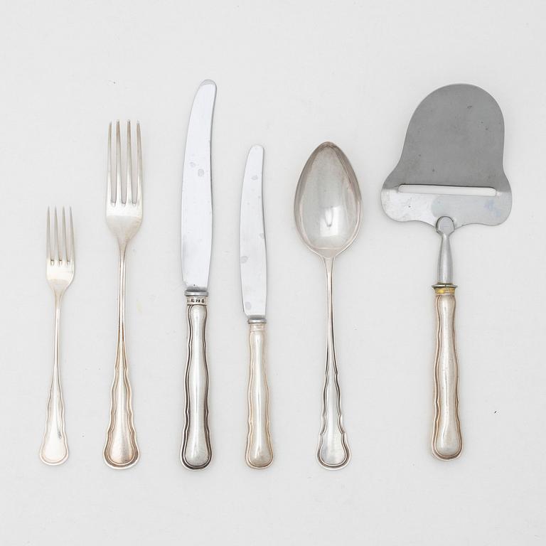 Bestickservis, silver, 33 delar, CG Hallberg, Stocholm, 1950-65.