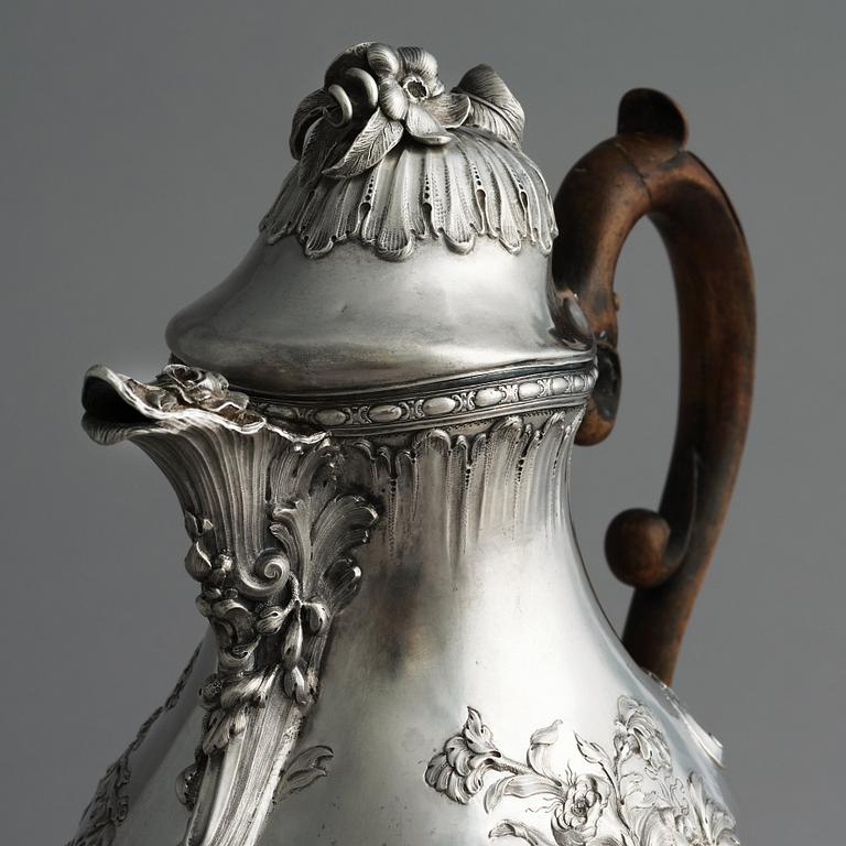 A Swedish 18th Century Rococo silver coffee-pot, marks of Petter Eneroth, Stockholm 1775.