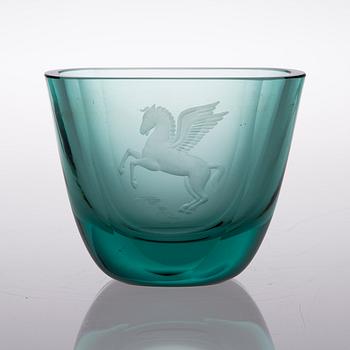 GÖRAN HONGELL, vase, glass, signed and dated, Karhula -47.