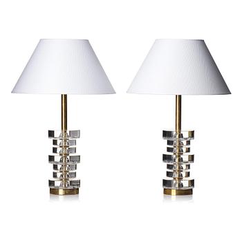 237. Carl Fagerlund, a pair of table lamps model "RD 1984", Orrefors, 1960s-70s.